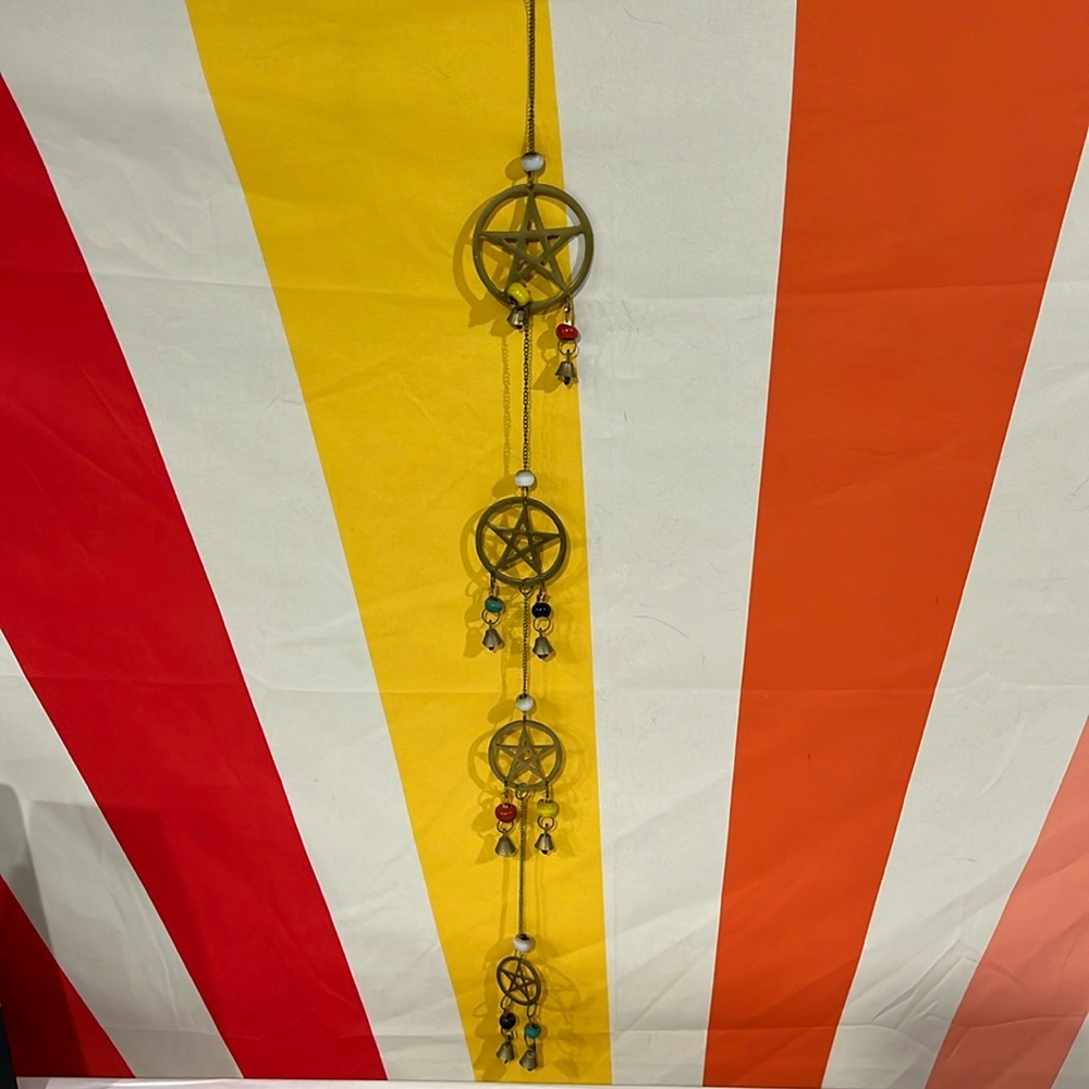 Vintage wicca wind chime-pentacles